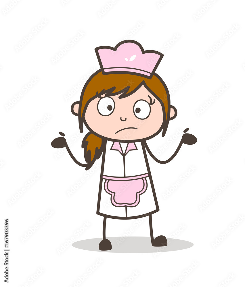 Cartoon Waitress Unknown Behavior Vector Illustration Cartoon Waitress Unknown Behavior Vector Illustration