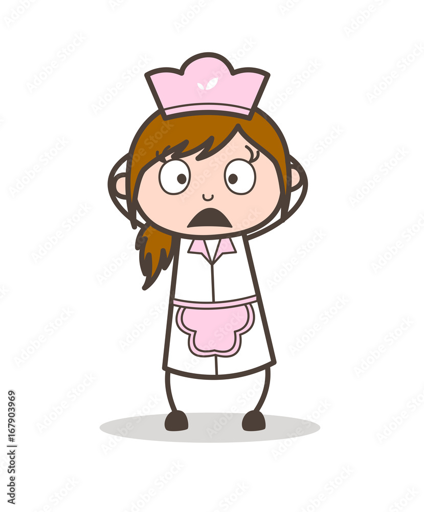 Cartoon Shocked Waitress Behavior Vector Illustration Cartoon Shocked Waitress Behavior Vector Illustration