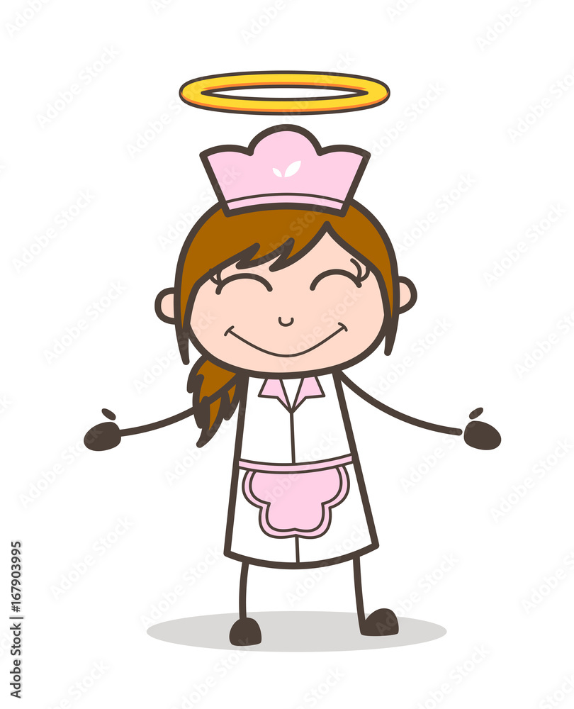 Cartoon Angel Waitress with Halo Vector Illustration Cartoon Angel Waitress with Halo Vector Illustration