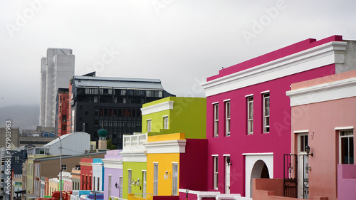 Bo-Kaap is a Muslim region of Cape Town, with bright beautiful houses. Cape Town, South Africa