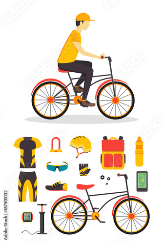 Delivery Boy and Bicycle Business Service . Vector
