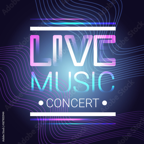 Live Music Concert Banner Colorful Style Modern Musical Poster Flat Vector Illustration