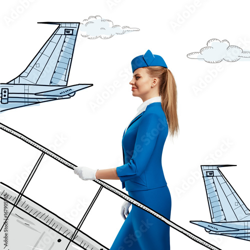 The plot with the stewardess. Different situations. photo