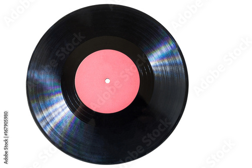 Vinyl disc with red label