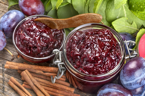 A delicious homemade jam made of freshly harvested organic plums