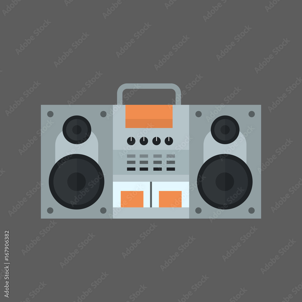Fototapeta premium Tape Recorder Icon Modern Audio System Flat Vector Illustration