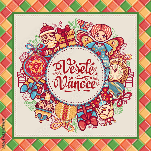 Vesele Vanoce. Vector. Czech language. Warm 