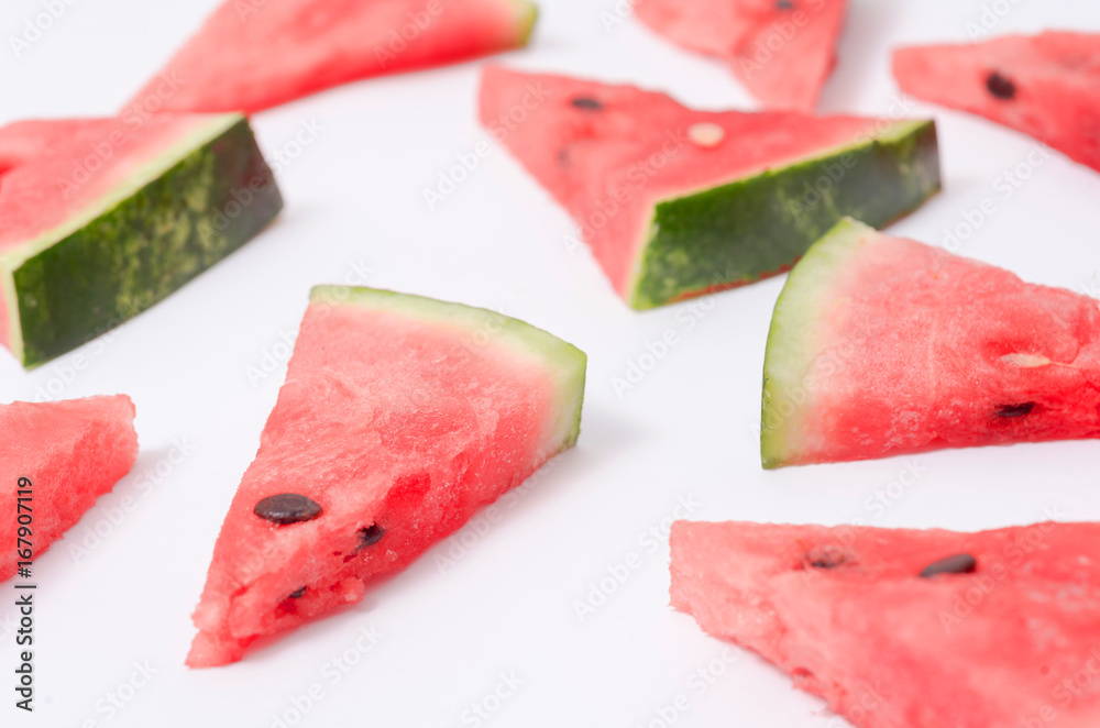 Pieces of watermelon on white background Pieces of watermelon on white background