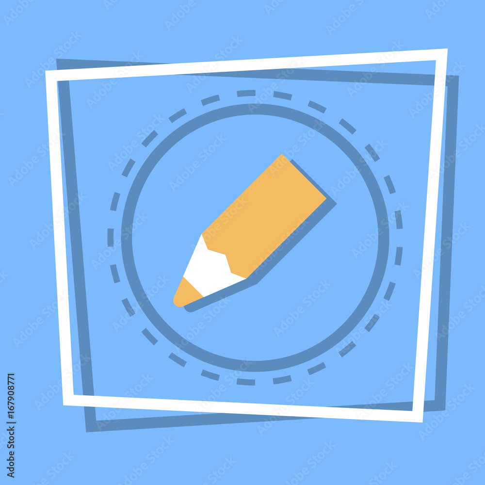 Pencil Icon Writing Web Button Flat Vector Illustration Pencil Icon Writing Web Button Flat Vector Illustration