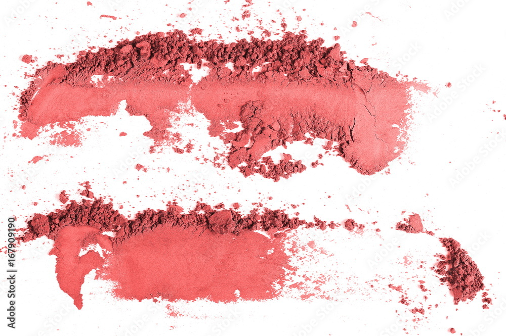 Pink eye shadow, powder isolated on white background
