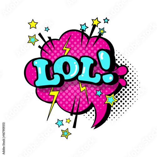 Comic Speech Chat Bubble Pop Art Style Lol Expression Text Icon Vector Illustration
