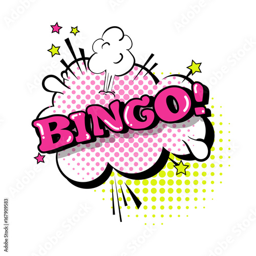 Comic Speech Chat Bubble Pop Art Style Bingo Expression Text Icon Vector Illustration