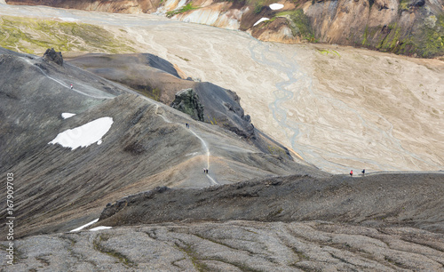 View on the beautifully colored mountain, volcano Blahnukur, Iceland photo