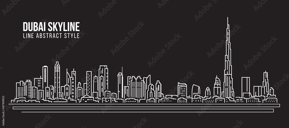 Cityscape Building Line art Vector Illustration design - Dubai skyline