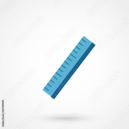 Color ruler icon, flat, cartoon style. Isolated on white background. Vector illustration