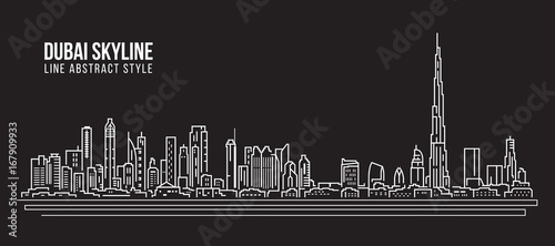 Cityscape Building Line art Vector Illustration design - Dubai skyline