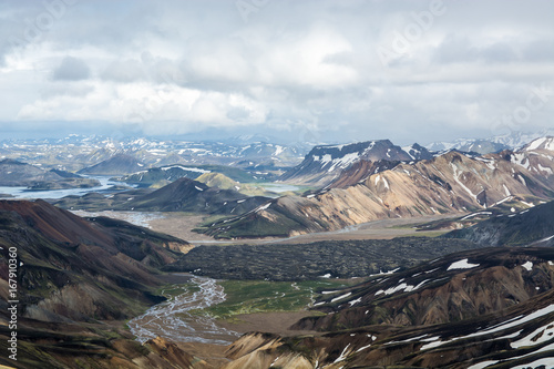 Landscape in the National Park, Haalda hill, Iceland photo