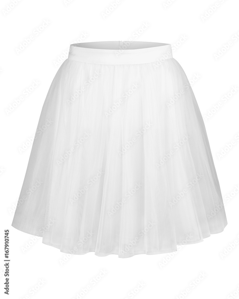 White tulle ballerina skirt isolated