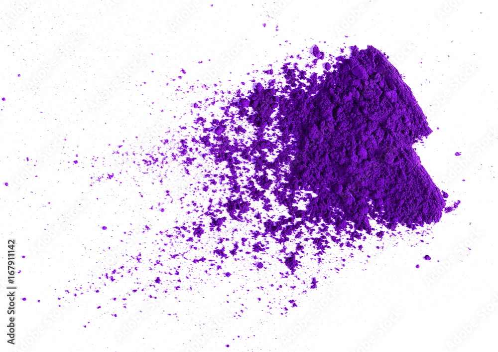 Purple eye shadow, powder isolated on white background
