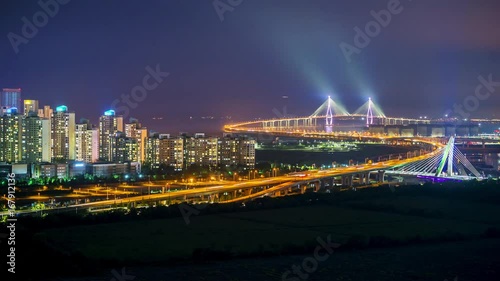 Time lapse of incheon bridge in South Korea.