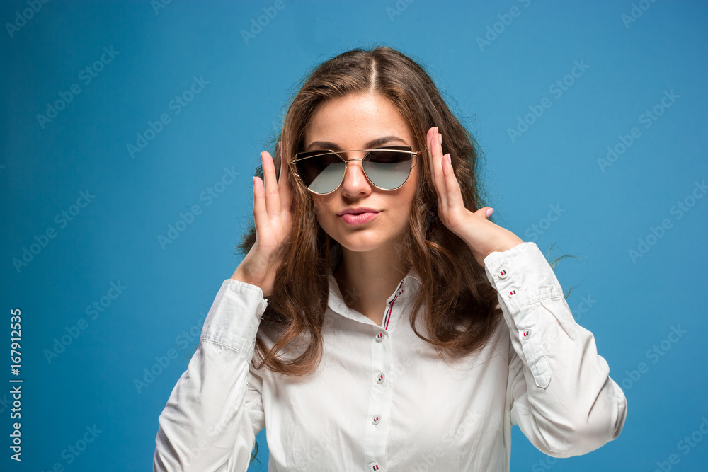 The young woman's portrait with different emotions The young woman's portrait with different emotions