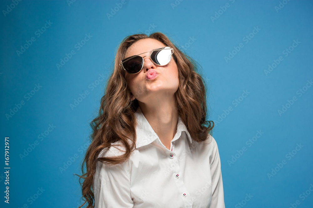 The young woman's portrait with different emotions The young woman's portrait with different emotions