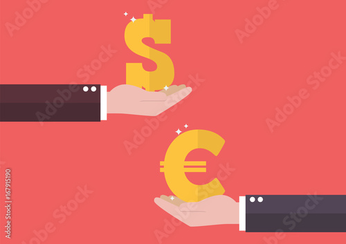 Currency exchange Euro and Dollar