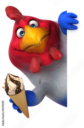 Fun chicken - 3D Illustration