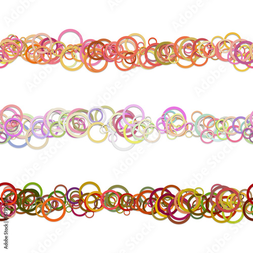 Circle pattern webage separator line design set from colored rings - repeatable vector graphic design elements