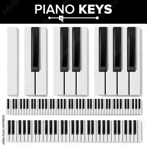 Piano Keyboard Vector. Realistic Isolated Illustration. Musical Piano Key Top View. Keyboard Pad