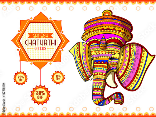 Lord Ganapati for Happy Ganesh Chaturthi festival shopping sale offer promotion advetisement background