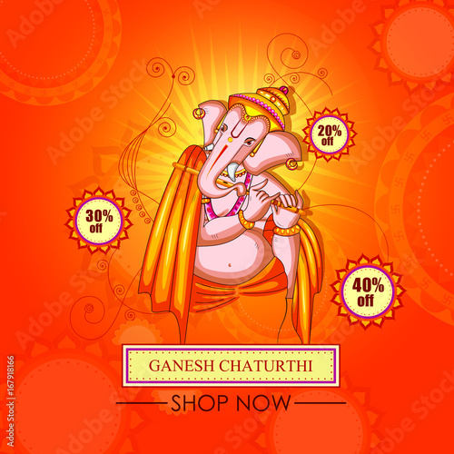  Lord Ganapati for Happy Ganesh Chaturthi festival shopping sale offer promotion advetisement background © stockshoppe
