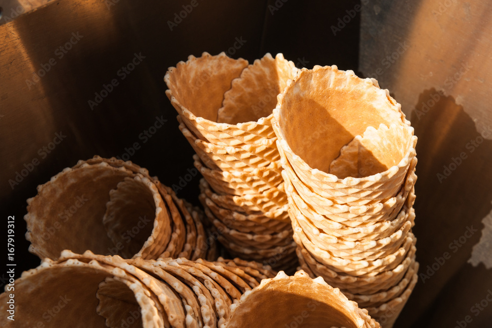 Empty ice-cream wafer cups Empty ice-cream wafer cups