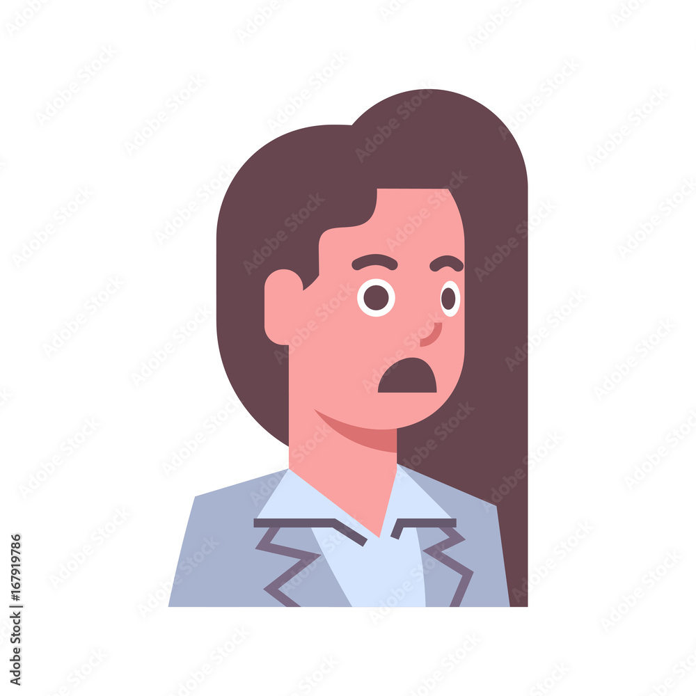 Female Shocked Emotion Icon Isolated Avatar Woman Facial Expression Concept Face Vector Illustration Female Shocked Emotion Icon Isolated Avatar Woman Facial Expression Concept Face Vector Illustration