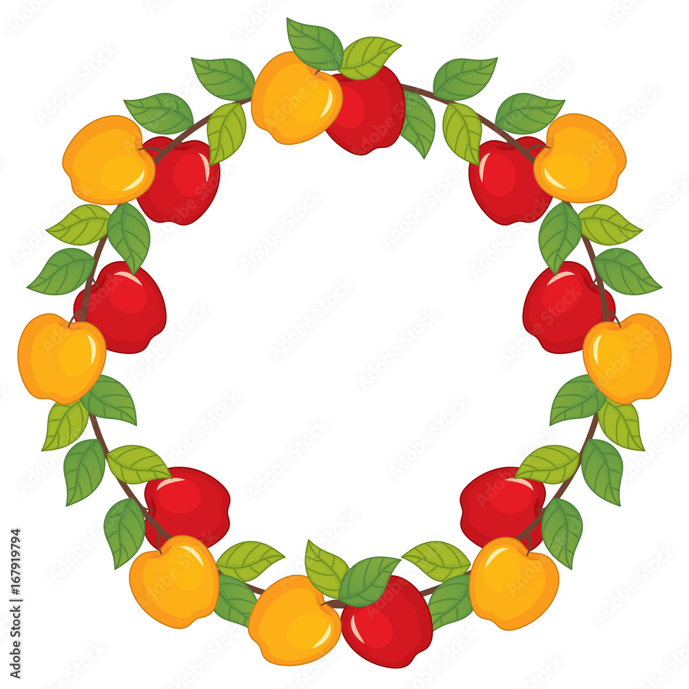 Vector Wreath with Apples Vector Wreath with Apples