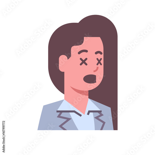 Female Shocked Emotion Icon Isolated Avatar Woman Facial Expression Concept Face Vector Illustration