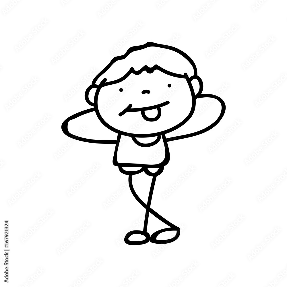 hand drawing abstract happy cute boys line art hand drawing abstract happy cute boys line art