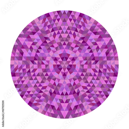 Round abstract triangle kaleidoscopic mandala design - symmetrical vector pattern graphic from colored triangles