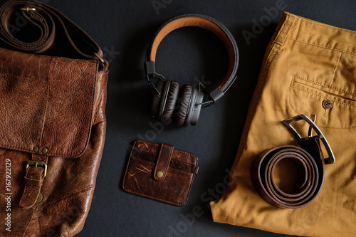 Men's accessories set, lay flat