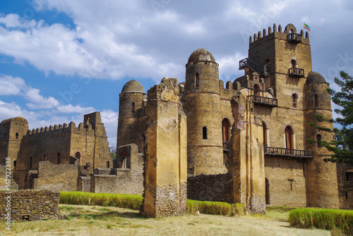 Fasilides Castle, founded by Emperor Fasilides. Fasil Ghebbi is the remains of a fortress-city. Its unique architecture shows diverse influences including Nubian styles. UNESCO. Ethiopia, Gondar