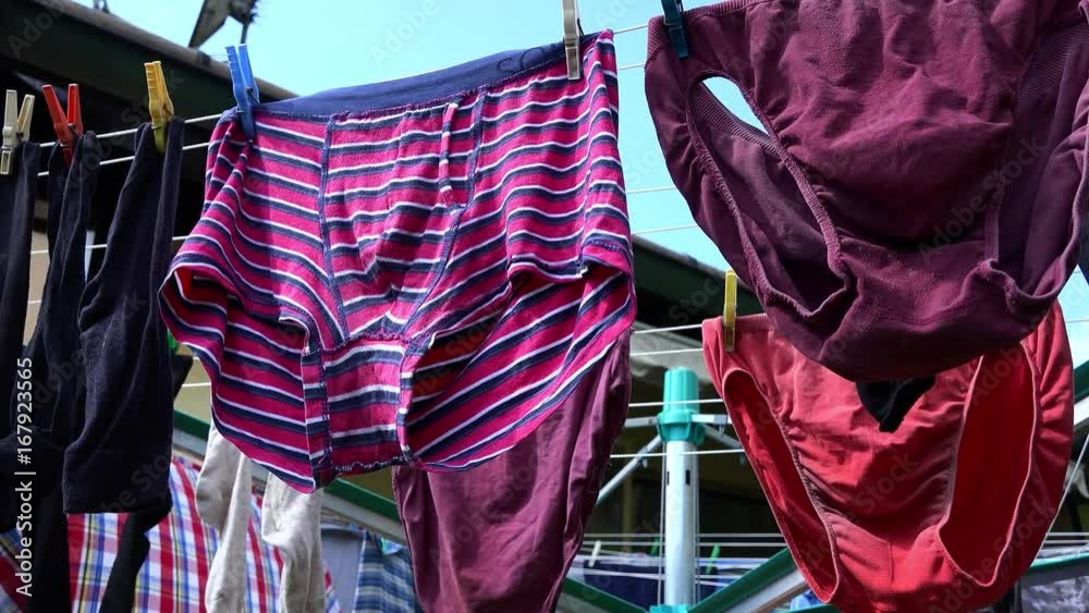 Clothesline with some laundry to dry (4K)