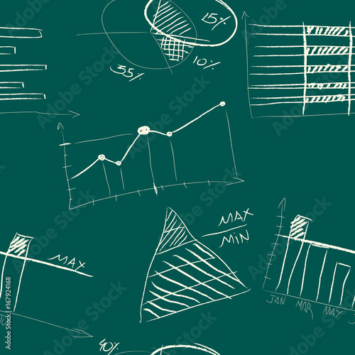 Seamless pattern of hand-drawn infographic elements.