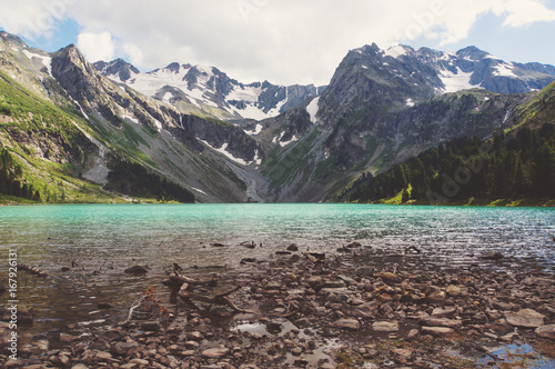 Rocks near Multinskoe lake, Altai mountains. Russia photo