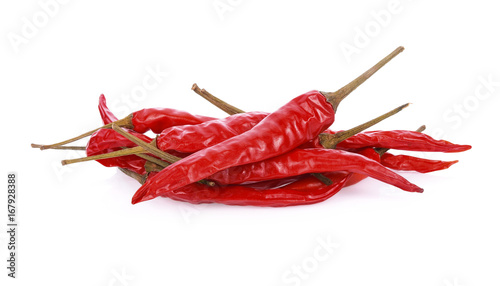 Dried Whole Red Chillies pepper isolated on white background