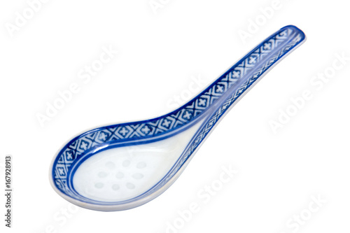 ceramic spoon with pattern isolated on white background