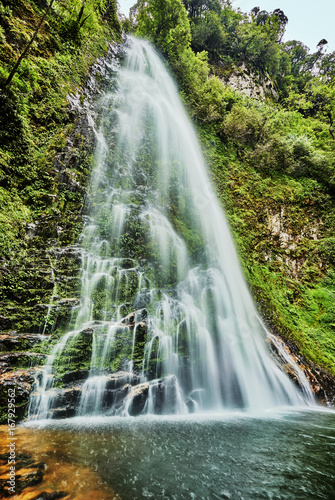 beautiful waterfall in green viet nam asia