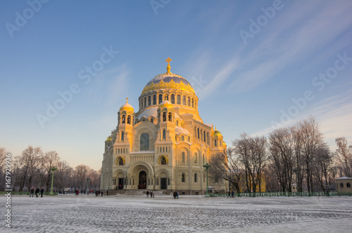 Naval cathedral in the evening, Kronshtadt, Saint Petersburg, Russia photo