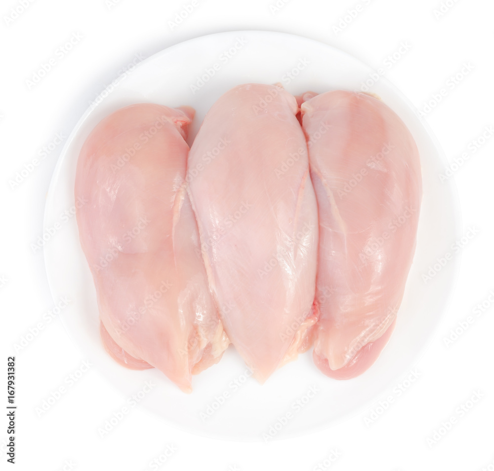 Chicken breast fillet in plate isolated