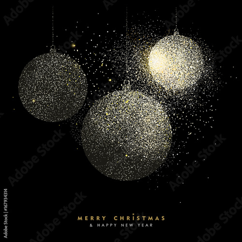Christmas and new year gold glitter bauble art
