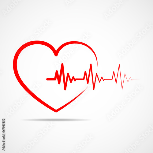 Heart with heartbeat sign. Vector illustration.